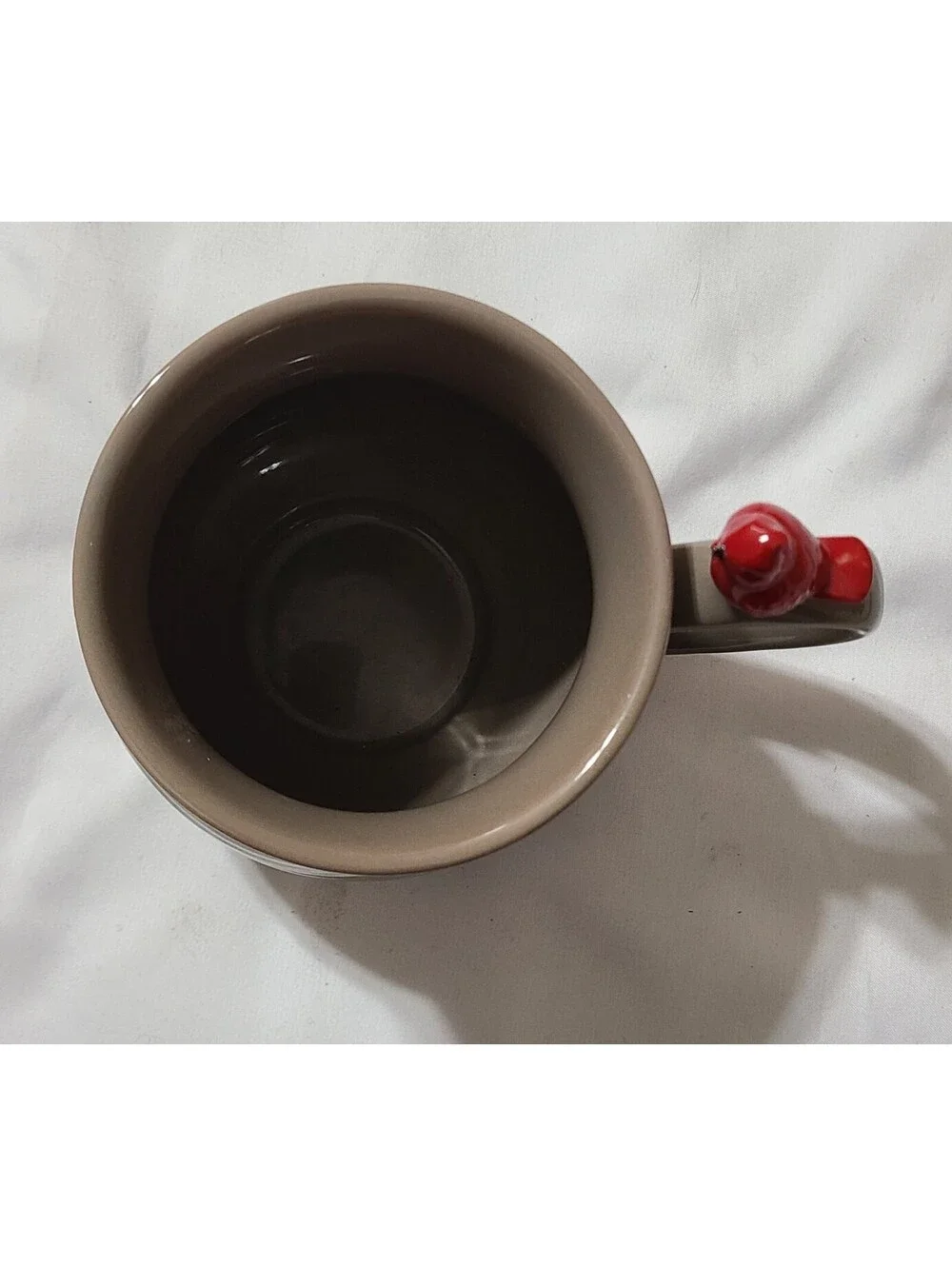 Temp-tations by Tara Woodland Mug Taupe Brown Sz 16 oz Tree Ring 3D Red Cardinal